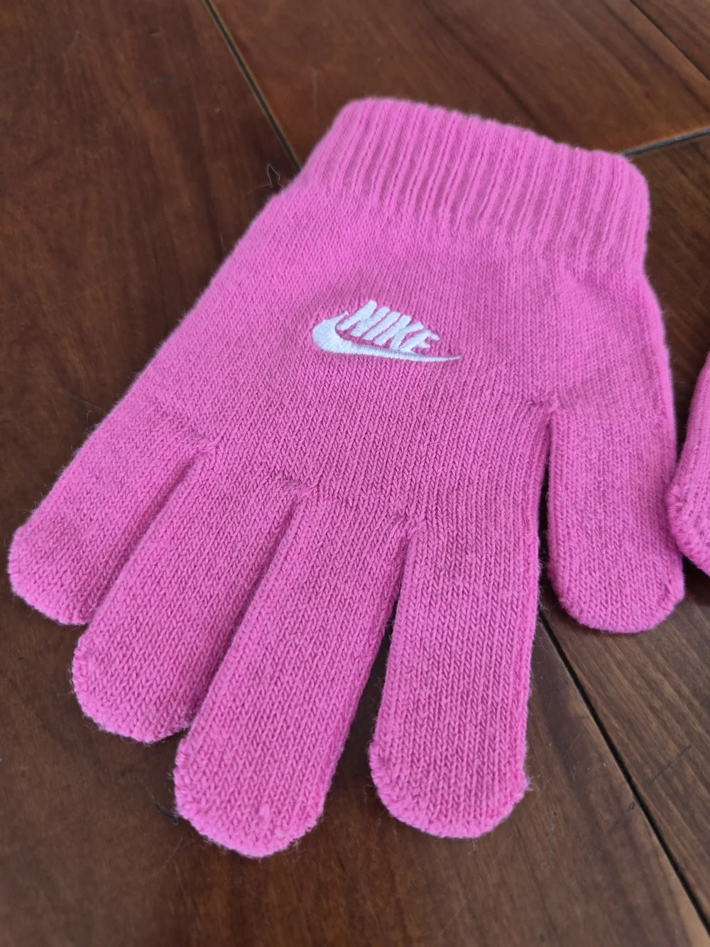 Nike Kids Hot Pink Knit Logo Gloves